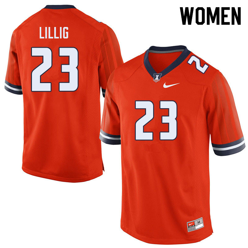 Women #23 Conner Lillig Illinois Fighting Illini College Football Jerseys Sale-Orange